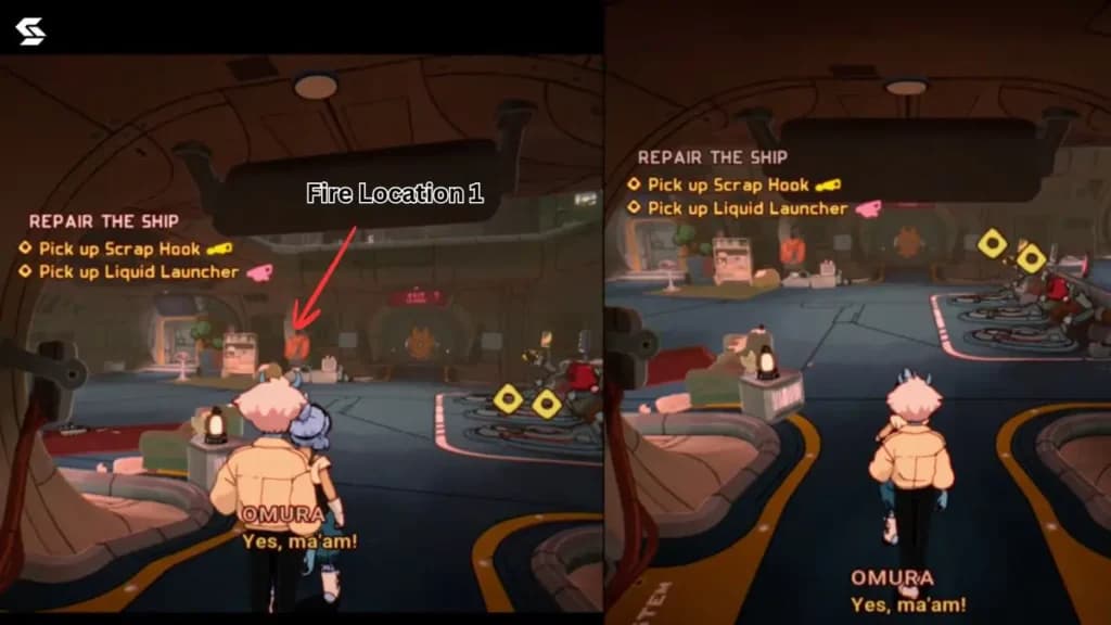 first fire location on the ship orbitals