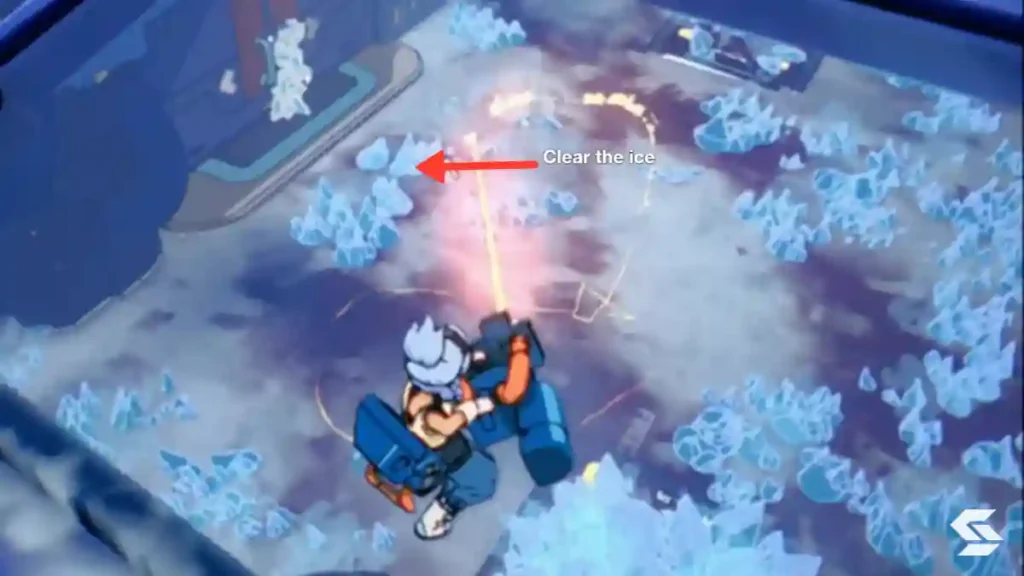 maki clearing ice path with beam cannon