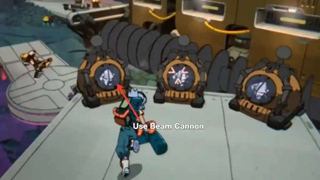 maki using beam cannon on crystals