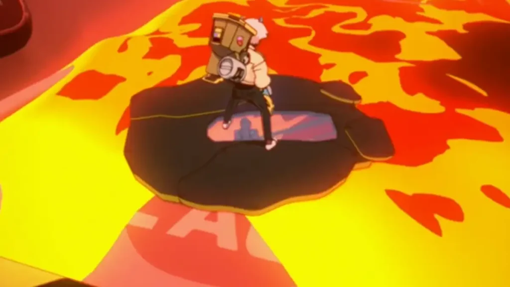 omura standing on top of bot platform