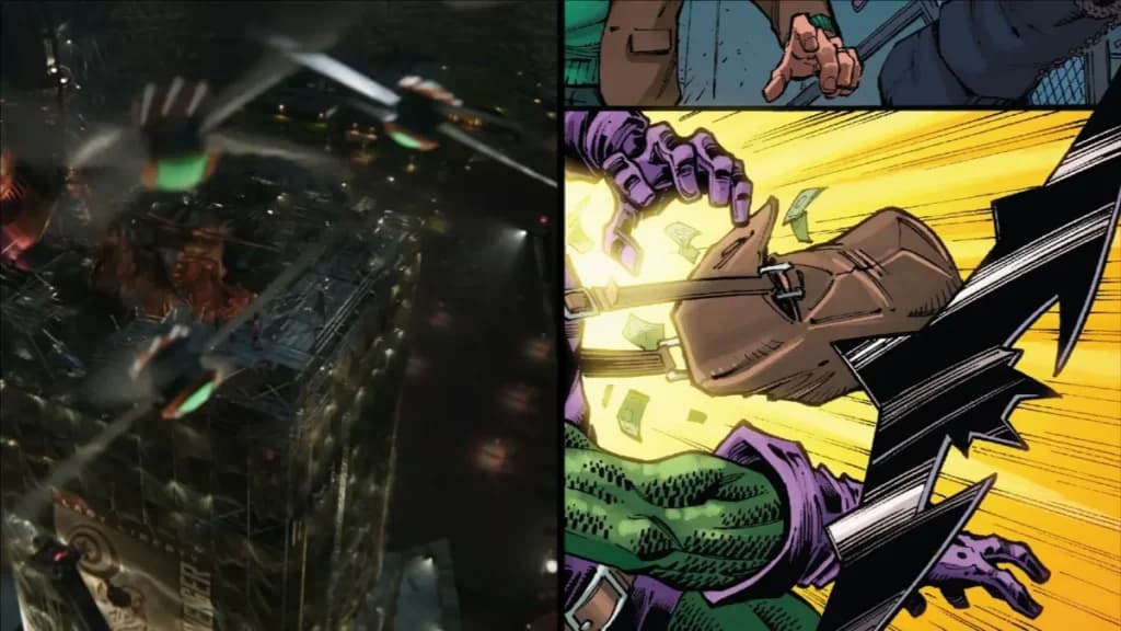 Green Goblin Razor Bats in Movies vs comic comparison