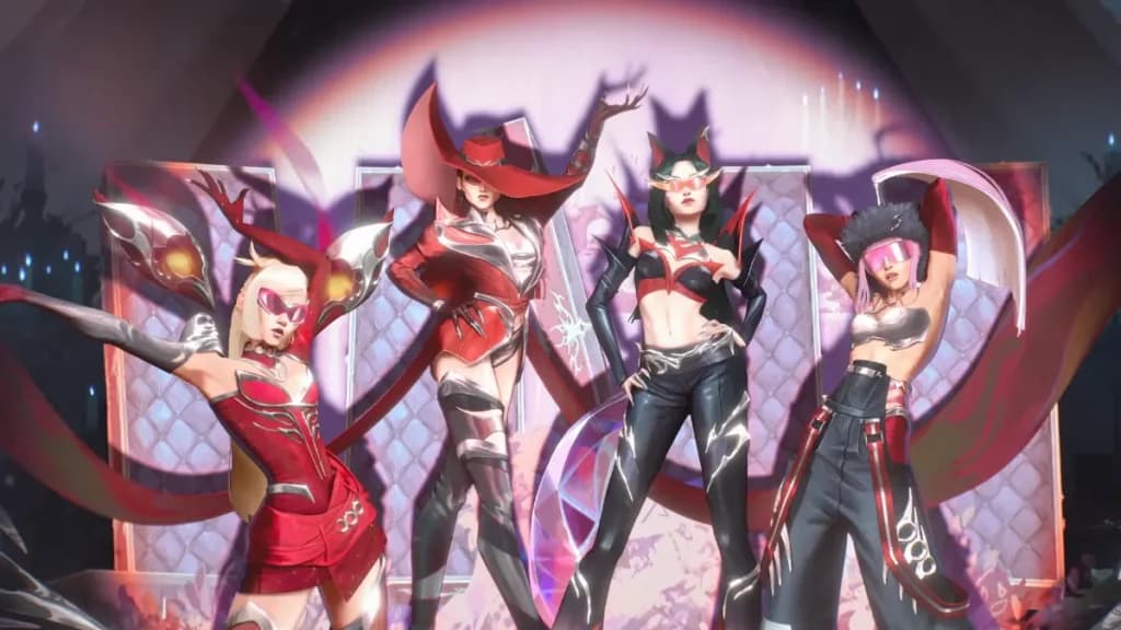 LoL KDA Firestarter Skin wallpaper group photo in outfit 1