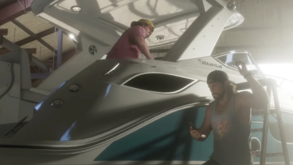 cal hampton and Jason Duval polishing a boat in GTA 6 launch trailer