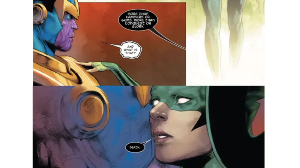 thanos and hela kiss marvel comics unworthy thor