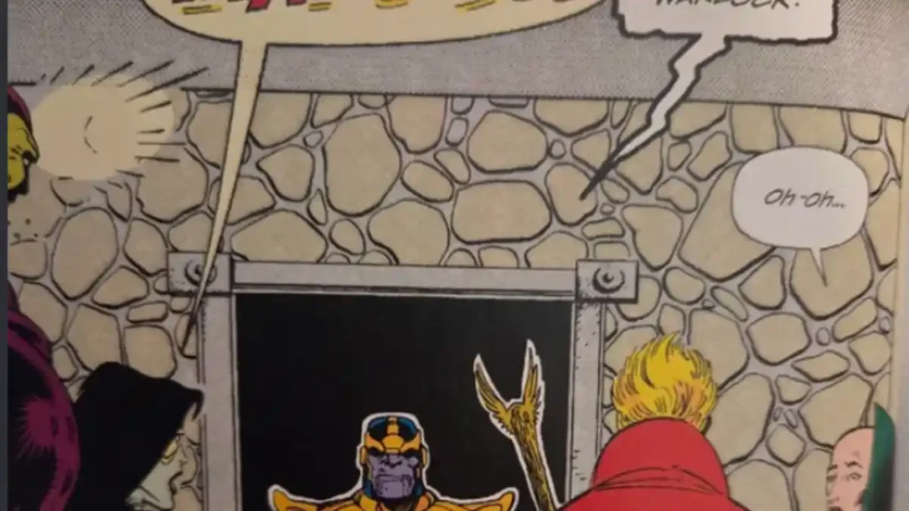 thanos and warlock having a conversation in comic